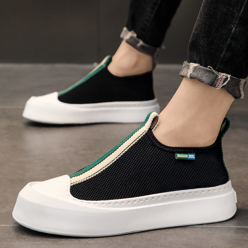 Men's Loafers: All-Match Flying Woven, Breathable Mesh, Thick-Soled