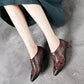 Women's embroidered flower thick heel high heels