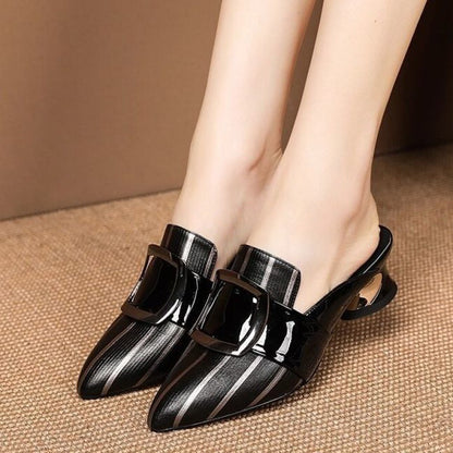 Square Head Half Drag Thick Heel Baotou Sandals For Women