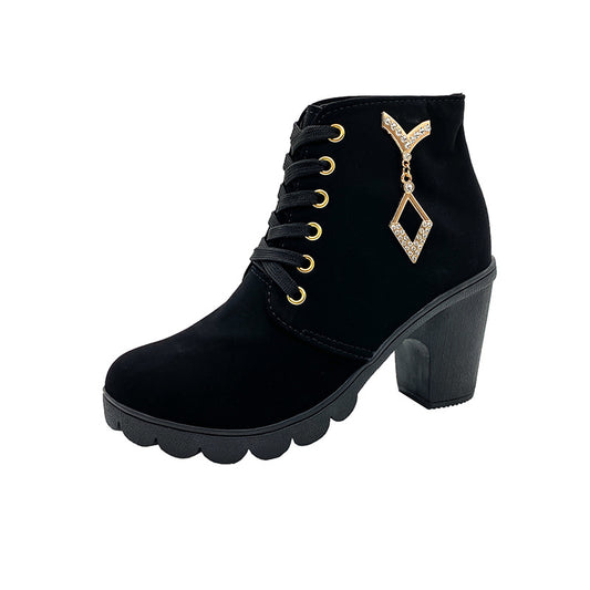 Rubber New Personalized Versatile High Heel Boots.