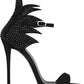 Sandals With Stiletto Heels And Open-toe Covered Suede With Rhinestones