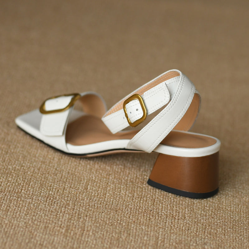 Women's Belt Buckle Flat Sandals