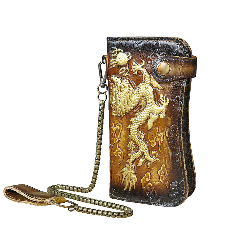 Genuine leather dragon wallet - tiger