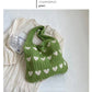 Fashion Large Capacity Heart-shaped Knitted Woven Shoulder Bag