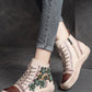 Women's Contrast Flower Square Head High-top Shoes