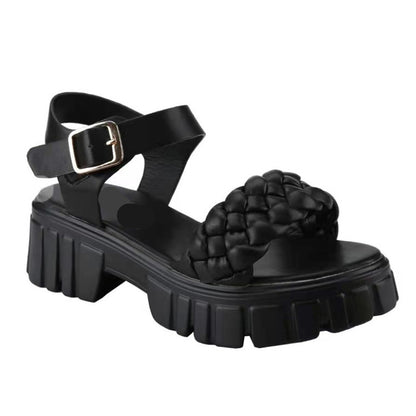 Plus Size Women's Platform Woven Buckle Sandals