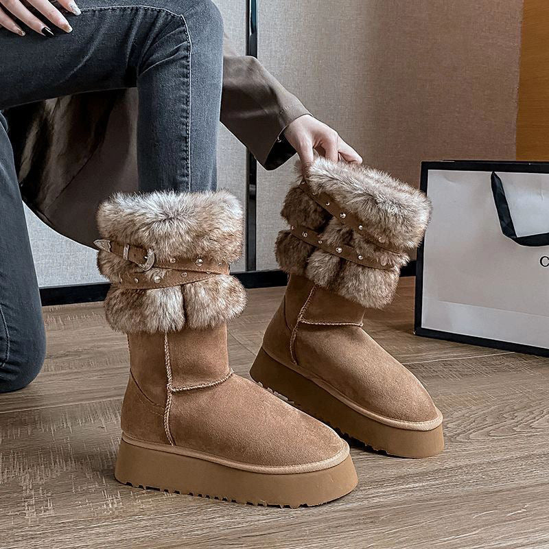 Northeast Snow Winter Fleece-lined Platform Cotton-padded Boots - EnigmaParis