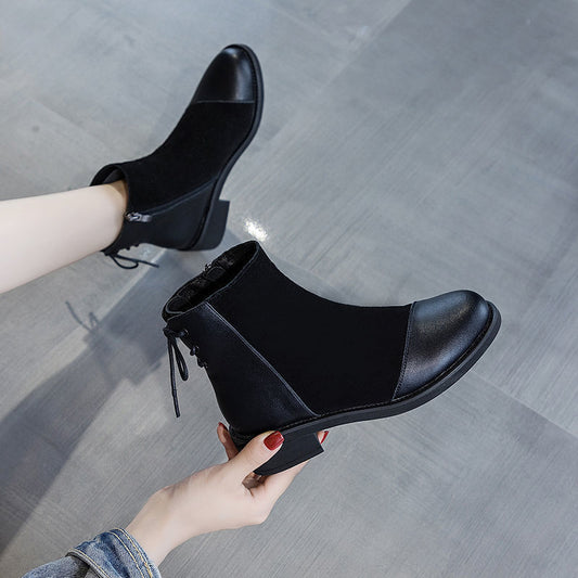 Soft Leather Soft Bottom Stitching Martin Boots For Women - EnigmaParis