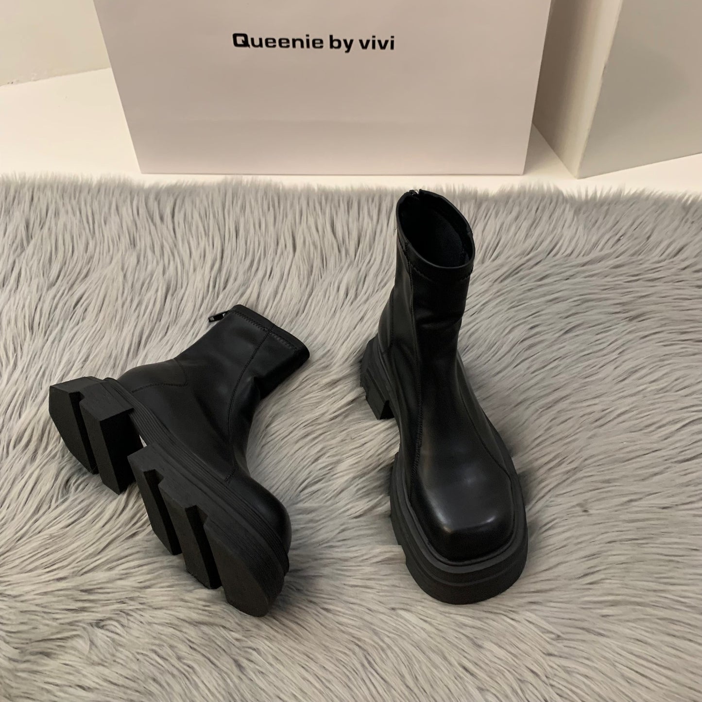 Thick Bottom Square Toe Martin Boots Women - EnigmaParis