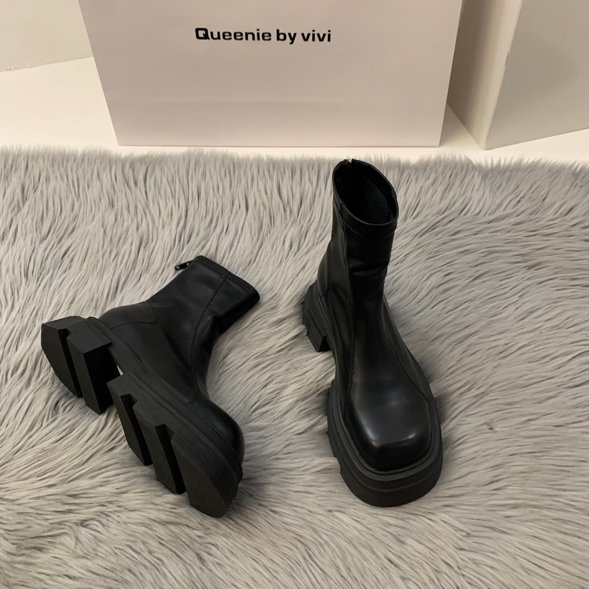 Thick Bottom Square Toe Martin Boots Women - EnigmaParis