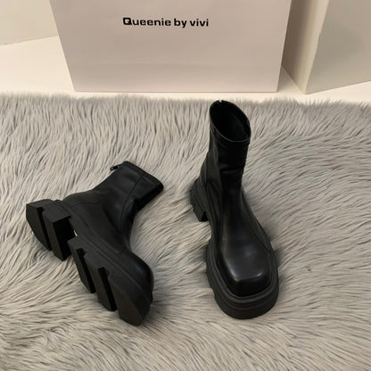 Thick Bottom Square Toe Martin Boots Women - EnigmaParis