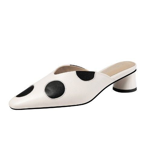 Square Head Half Drag Thick Heel Baotou Sandals For Women