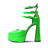 Women's Fashion Casual Solid Color Waterproof Platform Thick Heel Pointed Sandals