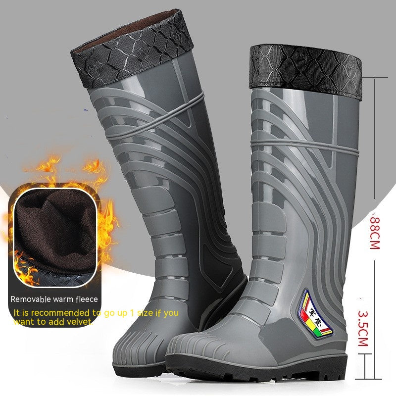 Mid-calf Rubber Fashion Rain Boots Men's Outdoor Fleece-lined - EnigmaParis