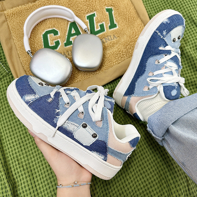 Denim Canvas Cold Glue Bread Shoes - Casual and Durable Footwear for Various Activities.