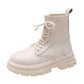 British Style Round Head Lace-up Knitted Mouth Casual Martin Boots Women - EnigmaParis