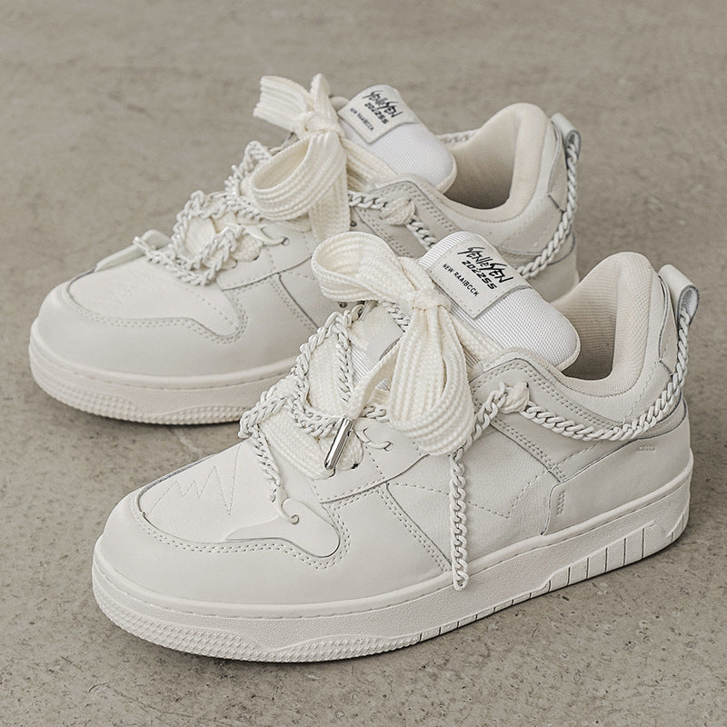 Men's Height-Increasing White Shoes – Lace-Up Comfort