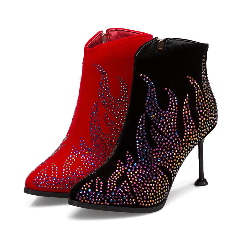 Mixed-Blood Pointed Fancy Diamond Party Boots