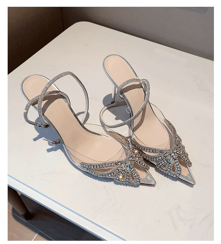 Women's High-end Crystal Butterfly Diamond Evening Sandals - Elegant All-matching Footwear - EnigmaParis