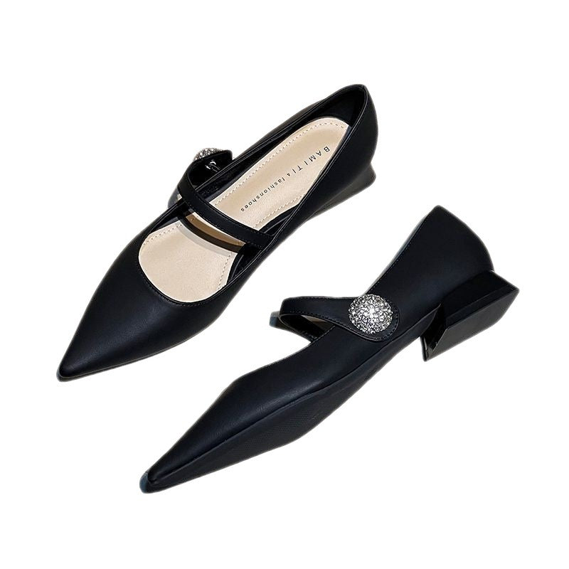 French Pointed Toe Chunky Heel High Heels - Classic Style for Women - EnigmaParis