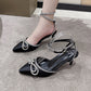 Women's Fashion Rhinestone Bow Pointed High Heels - EnigmaParis