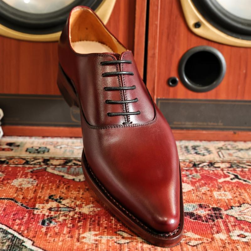 Goodyear Handmade Shoes Super Pointed Toe Wine Red Personality