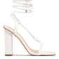 Women Shoes Square Toe Ankle Lace-Up Strappy Sandals Fashion Party Pumps