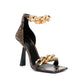 Square Toe Stiletto Chain Buckle Sandals European And American Snake Pattern