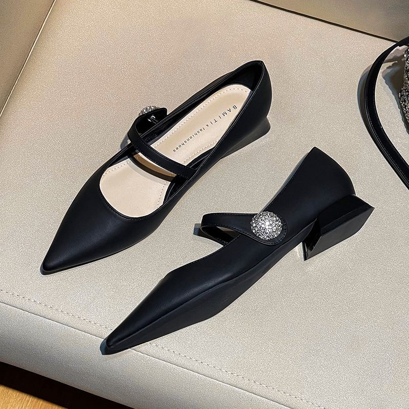 French Pointed Toe Chunky Heel High Heels - Classic Style for Women - EnigmaParis