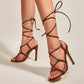 New Braided Strap Stiletto Heel Square Toe Roman Sandals