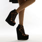 New Women's Shoes Hollow Wedge Heel Suede Toe Roman Sandals