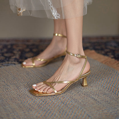 Fairy Style Golden Vintage French Roman Sandals