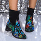 Printing Plus Velvet Wool Stretch Boots Mid Heel - EnigmaParis