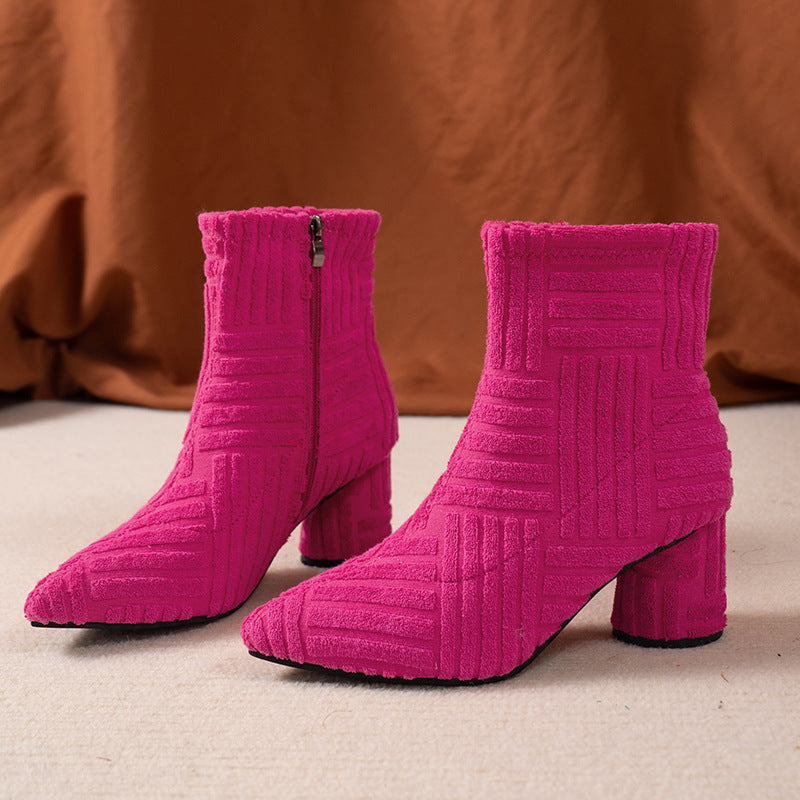 Women's Shoes Pointed Toe Zip High Heel Boots Fashion - EnigmaParis