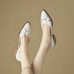 First Layer Cowhide Low-cut Chunky Heel Shoes