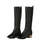 High-top Handsome Plaid Cowhide Boots Women British Style