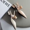 Square Toe Toe Sandals Women's Buckle Metal Buckle Mid-heel Cowhide Back Empty Single Shoes