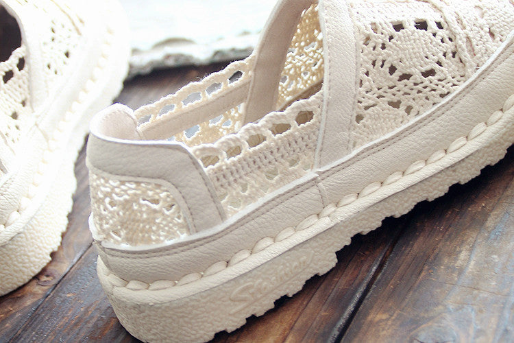 Cotton And Linen Art White Shoes Summer Retro Super Soft Bottom Breathable Mesh Shoes