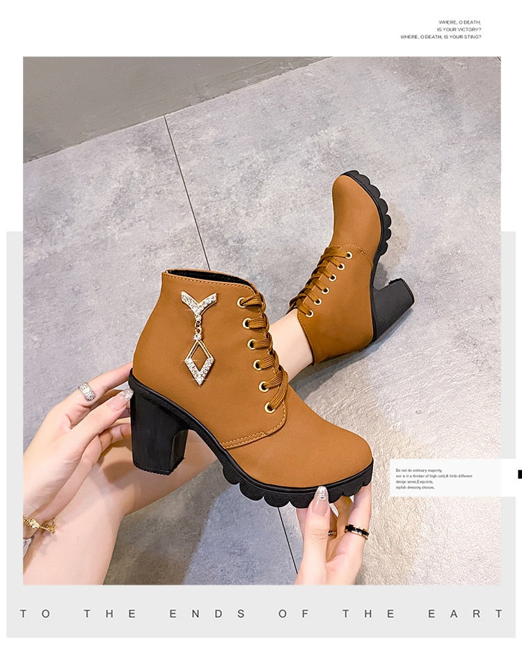 Rubber New Personalized Versatile High Heel Boots.