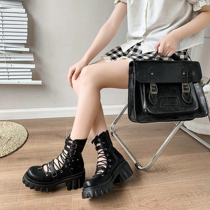 Gothic Hollow Out Martin Boots Women Increase Height