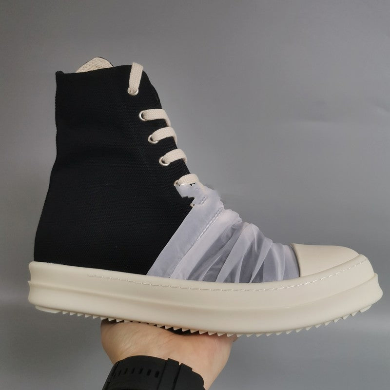 19SS High-Top Shoes - Stylish Canvas High-Top with Thick Sole