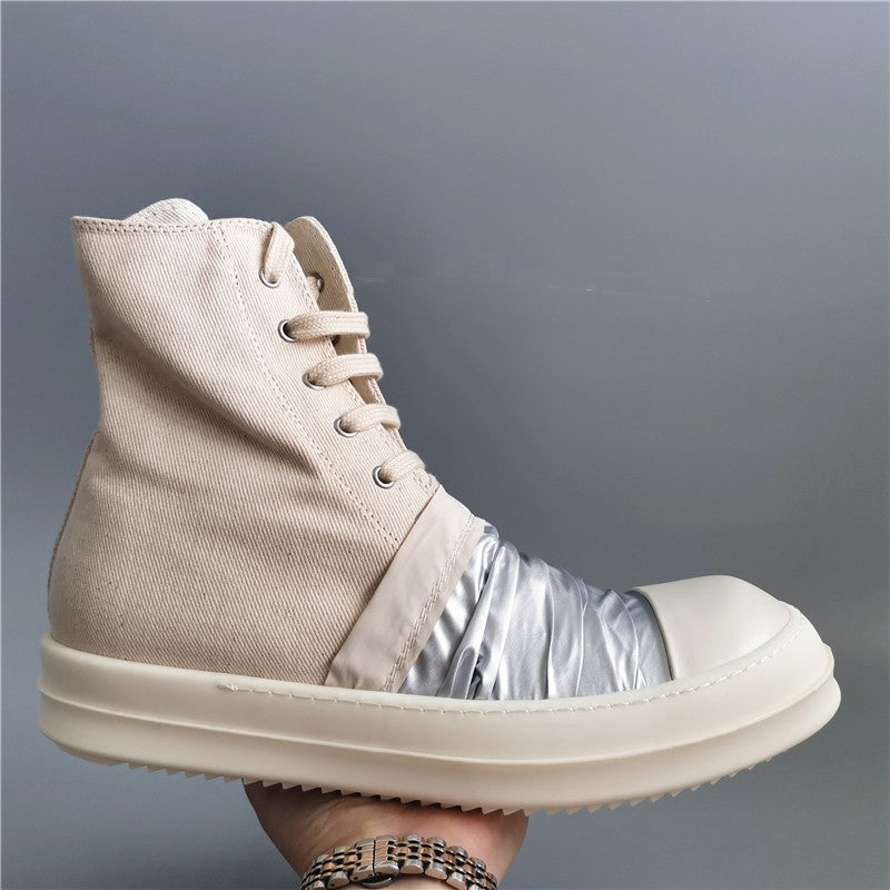 19SS High-Top Shoes - Stylish Canvas High-Top with Thick Sole