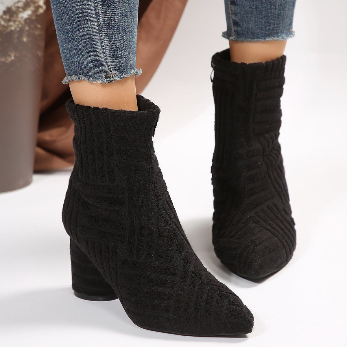 Women's Shoes Pointed Toe Zip High Heel Boots Fashion - EnigmaParis