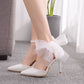 White Butterfly Flower Stiletto Heel Pointed-toe Wedding Shoes