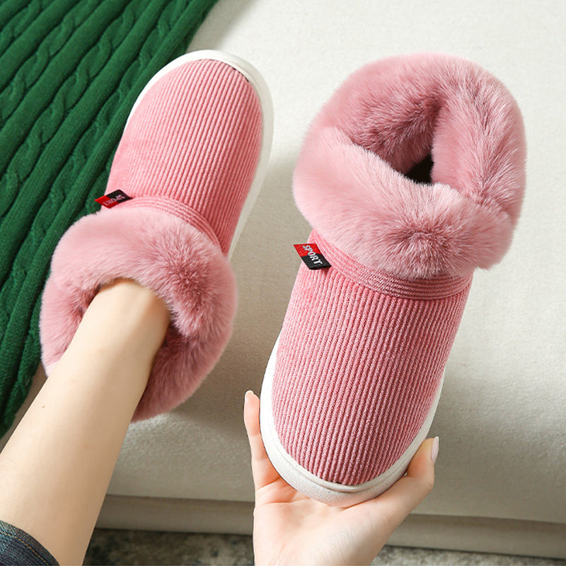 Winter Plush Cotton Shoes For Men And Women Cozy Fluffy Corduroy House Slippers Warm Slip On Fleece House Shoes - EnigmaParis