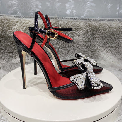 Neue, atmungsaktive Sandalen aus Spitzennetzgewebe in Schwarz