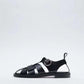 Casual Round Toe Leather Flat Sandals