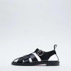 Casual Round Toe Leather Flat Sandals