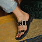 Black Flat Slippers Women's Comfortable Soft Sole Flip-flop Flat Sandals