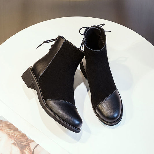 Soft Leather Soft Bottom Stitching Martin Boots For Women - EnigmaParis